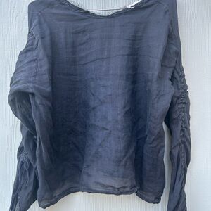 Isabel Benenato Charcoal Long Sleeve Top